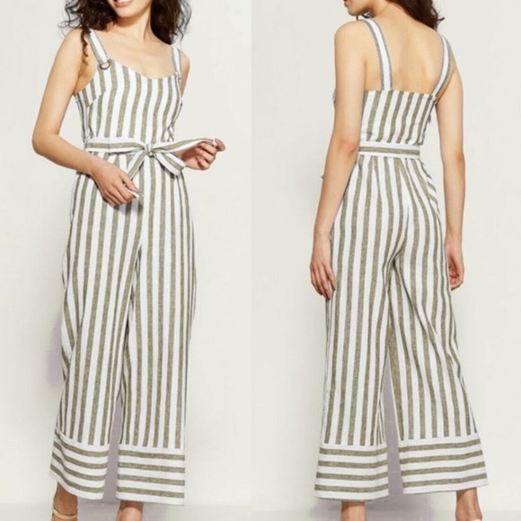 Romeo & Juliet Couture Pants - Romeo & Juliet Couture Linen Striped Jumpsuit Med